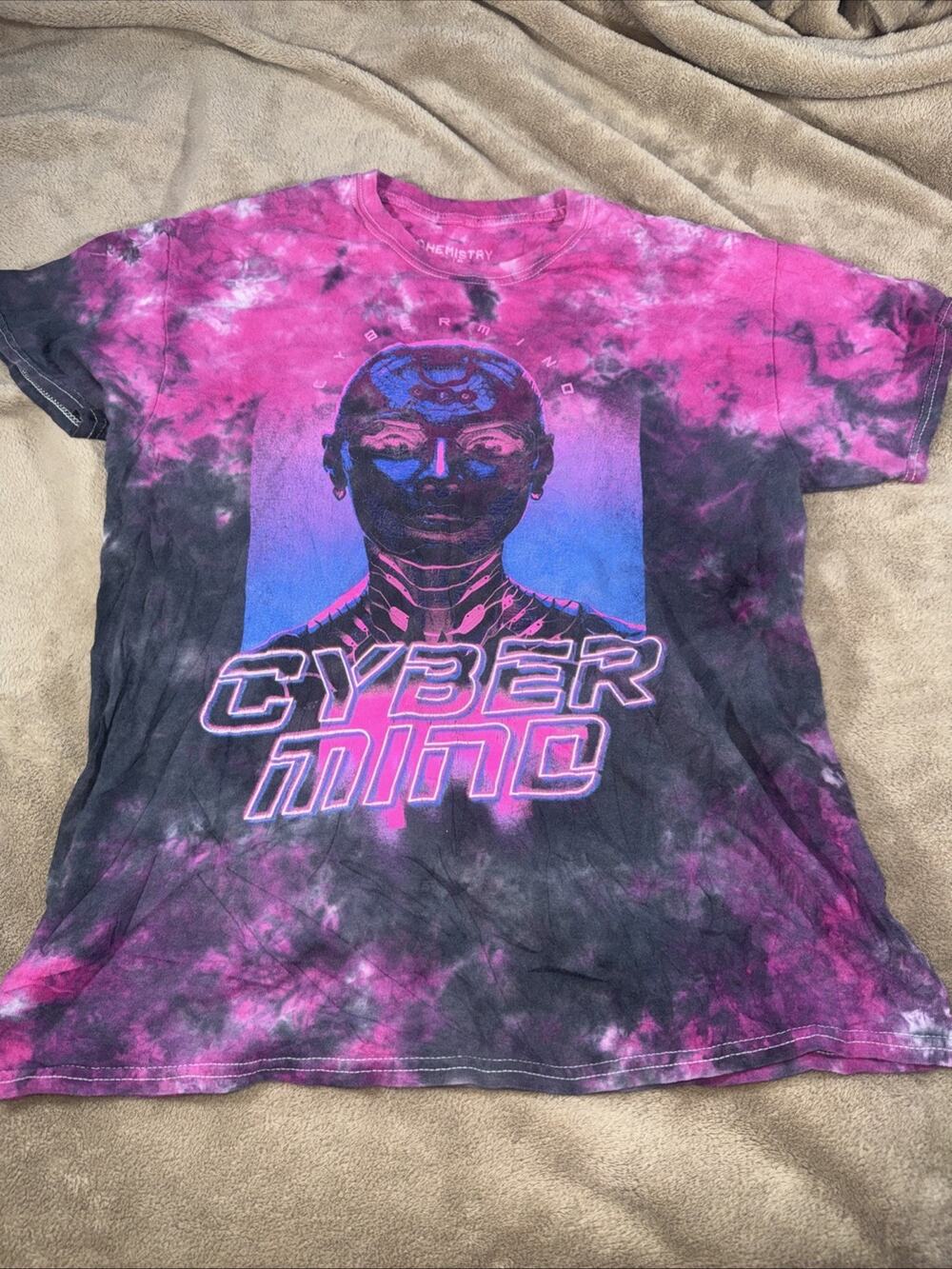Chemistry‎ Cyber Mind Shirt Adult Large Tie-Dye Tee Pink Gray Blue Graphic Tee